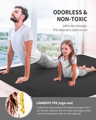 Large Yoga Mat – Extra Wide Workout Mat for Men and Women – 6’x 4′ – Black