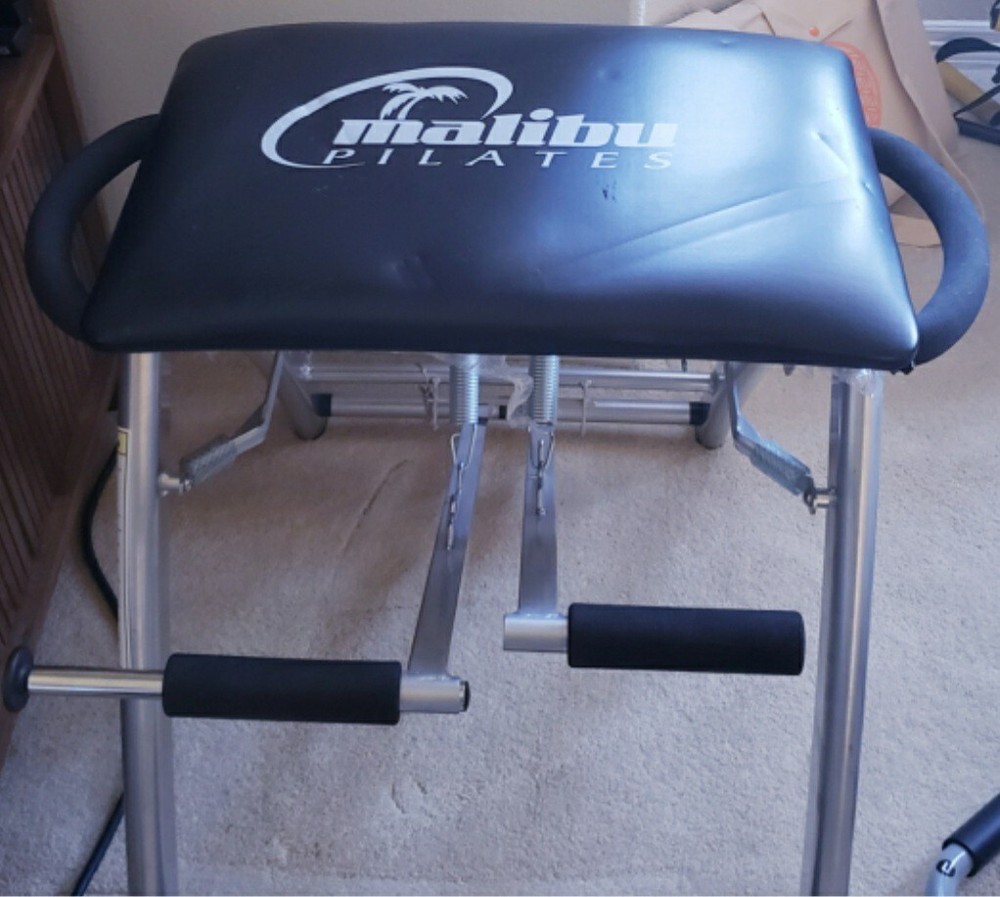 Malibu Pilates Pro Chair With DVDS, And Poster!! Folds Up For Storage!!