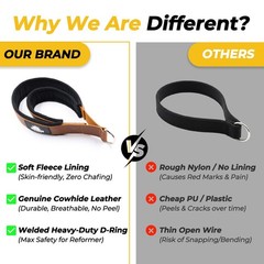 Leather Pilates Double Loop Straps for Reformer, with Soft Lined Interior
