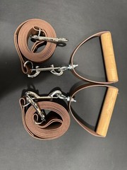 Pilates- Leather Classic wooden swivel grip leather rope