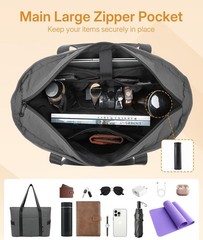 MOYAQI Gym Bag for Women with Zipper, Nurse Work Tote with Compartments, Wome…