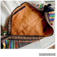 Embroidered Thailand Yoga Mat Bag Boho Cotton Shoulder Strap Zip Pocket