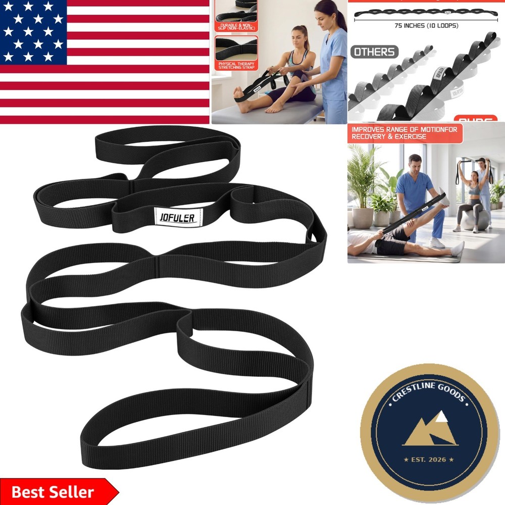 Versatile 75” Stretching Strap – Yoga, Therapy, and Mobility Aid with 10 Loops