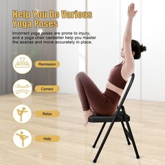 Black Foldable Backless Yoga Auxiliary Chair for Abs & Core, Flexibility & St…