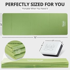 Foldable Yoga Mat with Carry Bag & Blocks | 0.24″ (6mm) Thick 7-Fold Non-Slip…