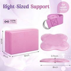 RoundFunny 5 Pcs Yoga Blocks Knee Pads Yoga Strap Set Soft Premium Foam Block…