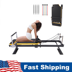 Pro Pilates Reformer Foldable Pilates Machine Home Gym Workout Dual Resistance