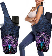 Yoga Mat Bag Carrier for Women with Side Large Pocket Durable Linen Workout Gym