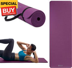 Essentials Thick Yoga Mat Fitness & Exercise Mat with Easy-Cinch Carrier Strap,