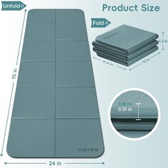PAIDU Foldable Yoga Mat, 70″x24″x0.31″ TPE Non-Slip Mat with Bag | Double‑