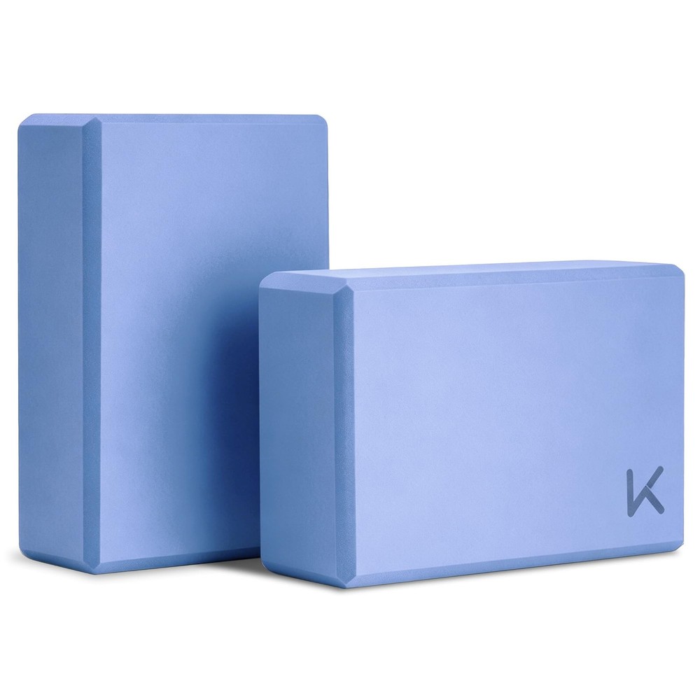 Yoga Block, High Density EVA Foam Blocks for Yoga, Pilates, 2-Pack-Light Blue