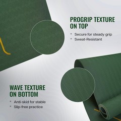 Yoga Mat Sleek Yoga Strap mediation Non-Slip Textured Extra Wide & 6MM green