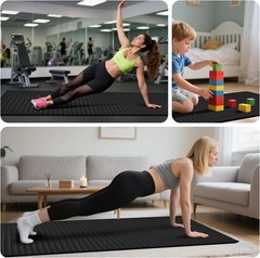 4x6ft Gym Floor Mat 10mm Thick – Large TPE/NPE Foam 4ft x 6ft x 10mm, black