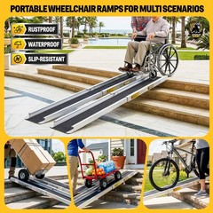 7FT Adjustable Portable Wheelchair Ramp 2.0, 1200 LBS Capacity Ramps for Whee…