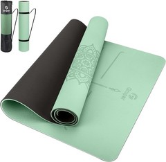 Yoga Mat Non Slip TPE Thick Yoga Mat with Alignment Mark, Large Size 72″L x 3…
