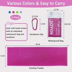 4 Packs Cooling Towel, 40″ x 12″ Microfiber X 12″, Multicolor