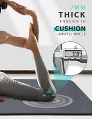 Yoga Mat Double-Sided Non Slip, 72” x 32” x 7mm – Extra Wide & Thick Gray