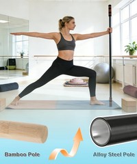 Queension 5ft Adjustable Yoga Stick Made of Sturdy Alloy Steel, Black