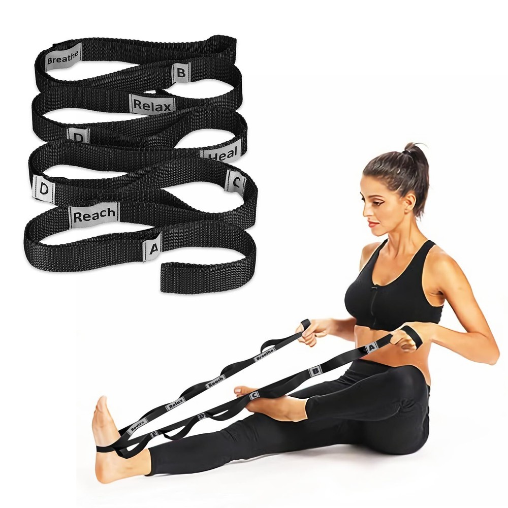Stretching Yoga Strap with Letters and Remarks 10 Loops for Exercise Pilates