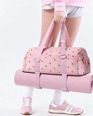 Strawberry Gym Bag for & Girls, Corduroy Yoga Mat Bag with Holder, Large Capa…