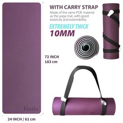 Extra Thick Exercise Yoga Mat with Strap – 2/5 Inch (10MM), Non-Slip Workout …