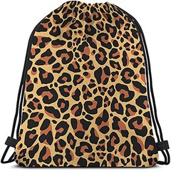 Brown Leopard Print Drawstring Bags Backpack Bag Animal 14×16.9 Inch Multi-a21