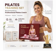 Pilates Training Set Pilates Ring Kit w/ Ball, Gliders, Bands, Tube Bands Pink
