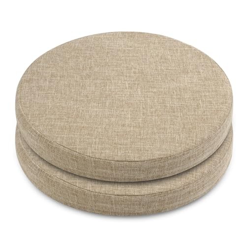 Round Chair Cushions for Dining Chairs Non Slip High 16x16x2 inch Beige