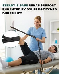 Stretching Strap for Physical Therapy 75 Inch Non Elastic Yoga Strap Black
