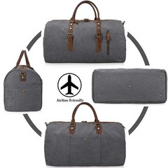Travel Duffel Bag Large Canvas Duffle Bag for Men Women Leather Weekender Ove…
