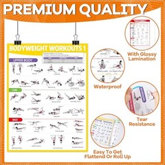 6PCS Workout Posters for Home Gym-Yoga Poses, Stretching and Bodyweight