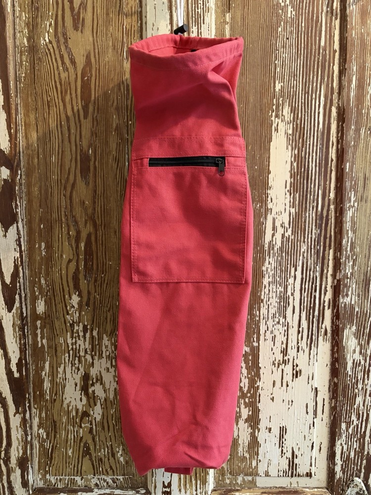 Prosource Large Pink Canvas Yoga Mat Bag 1-Mat Zip Pocket Adjustable Strap