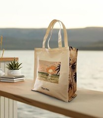 Summer Aestetic Canvas Tote Bag with Zippered Interior Pocket for Personal It…