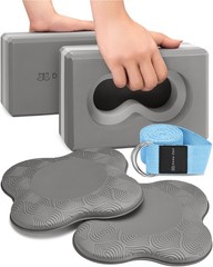 Yoga Blocks Wrist Support; 2 Pack with Knee L, Grey