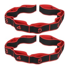 2Pcs 35.4 Inch Exercise Bands Yoga Stretching Strap Latin Elastic Black/Red
