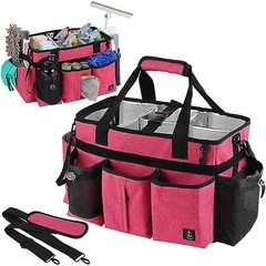 Large Cleaning Caddy Bag – Built-in Sturdy Support Board – Rose Red