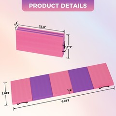 Gymnastics Mat 6x2ft Exercise Mat Gym Mat Aerobics Workout Foldable Tumbling Mat