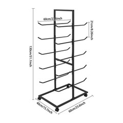 5 Tier Metal Yoga Mat Holder Yoga Mat Storage Rack w/Wheels 60*40*130cm