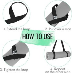 Adjustable 64” Yoga Mat Carrier Sling – Eco-Friendly Cotton Blend in Black