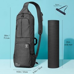 Yoga Mat Bag Carrier – Large Pockets & Water Bottle Holders. Black