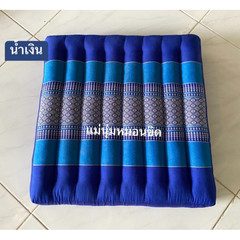 Thai Handcrafted Kapok Seat Cushions Meditation Floor Pad Red Blue Set 2 pcs
