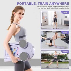 6-in-1 Pilates Reformer Board Foldable Home Workout Core Training w/ Resistance