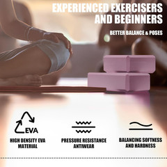 2 Pcs Yoga Blocks, 9″X6″X3″ Foam Blocks Yoga Props for Pilates Stretching and Me