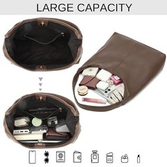 Casual Hobo Bag for Women Soft Shoulder Bags Slouchy Pu Leather Tote Coffee