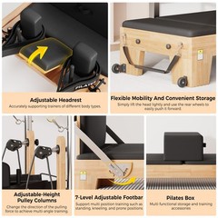 Pilates Reformer for Home Gym Solid Wood Pilates Reformer Machine with Springs