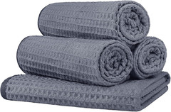 4 Pack Microfiber Gym Towels Grey Fitness Towels Ultra Soft, Highly Absorbent an