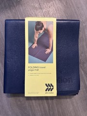 All in Motion Folding Travel Yoga Mat Blue Compact Design 72x24x3mm
