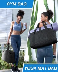 BAGSMART Large Gym Bag with Yoga Mat Buckle, 18.5 x 8.7 x 11 inches, Black