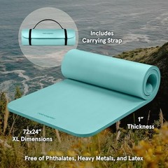 Blue Ridge 1″ Thick Solana Yoga Mat – Non-Slip Strap – 1″ Thick