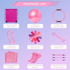 Pilates Essentials Kit For Women 18-Piece Home Workout Set Pink Accessories NEW